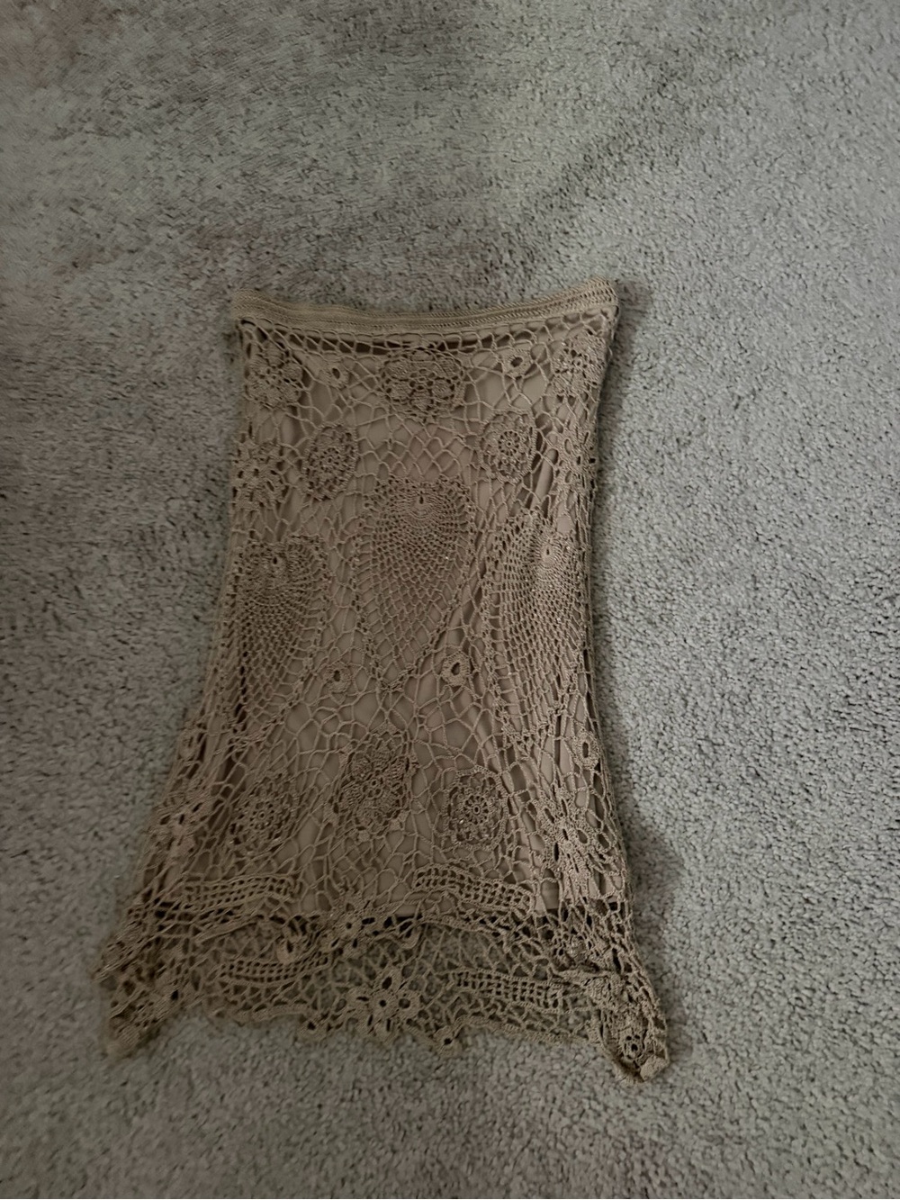 Nicowa Crochet Mini Skirt in Taupe